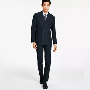 Bar III Slim Fit Double Breasted Wool 2 Piece Suit Jacket Pants - NWOT